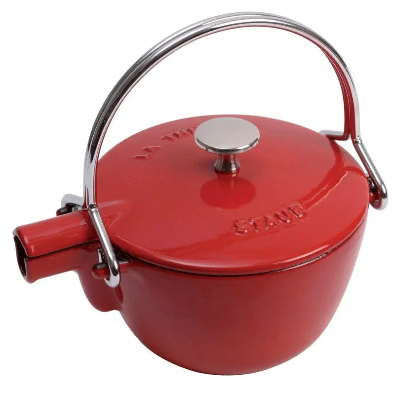Staub 1650006 Enamel-Coated Cast Iron Tea Kettle – 1-Quart Cherry Red Finish 1