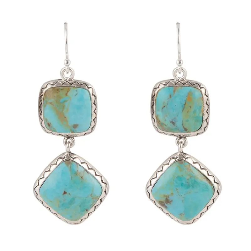Sterling Silver Blue Turquoise Drop Earrings 1