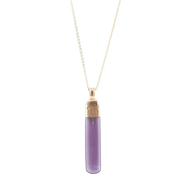 Straightaway Purple Amethyst Pendant Necklace With Gold-Tone Chain 1