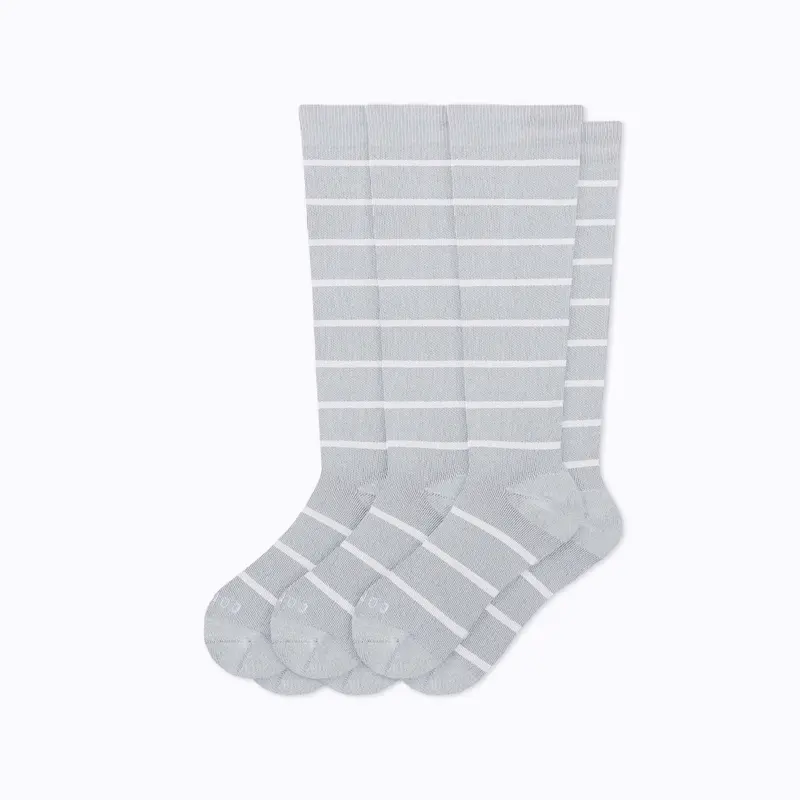 Striped Knee-High Compression Socks – 3-Pack Fashion-Forward Set 1