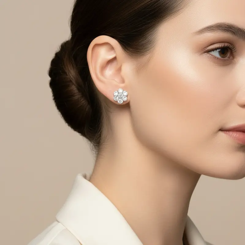 Stud Earrings With Lab-Created Diamonds In 14K White Gold 1