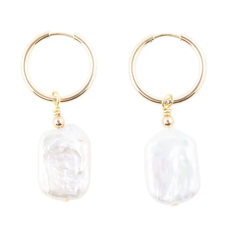 Sunday Best Pearl Hoop-Style Loop Earrings 1