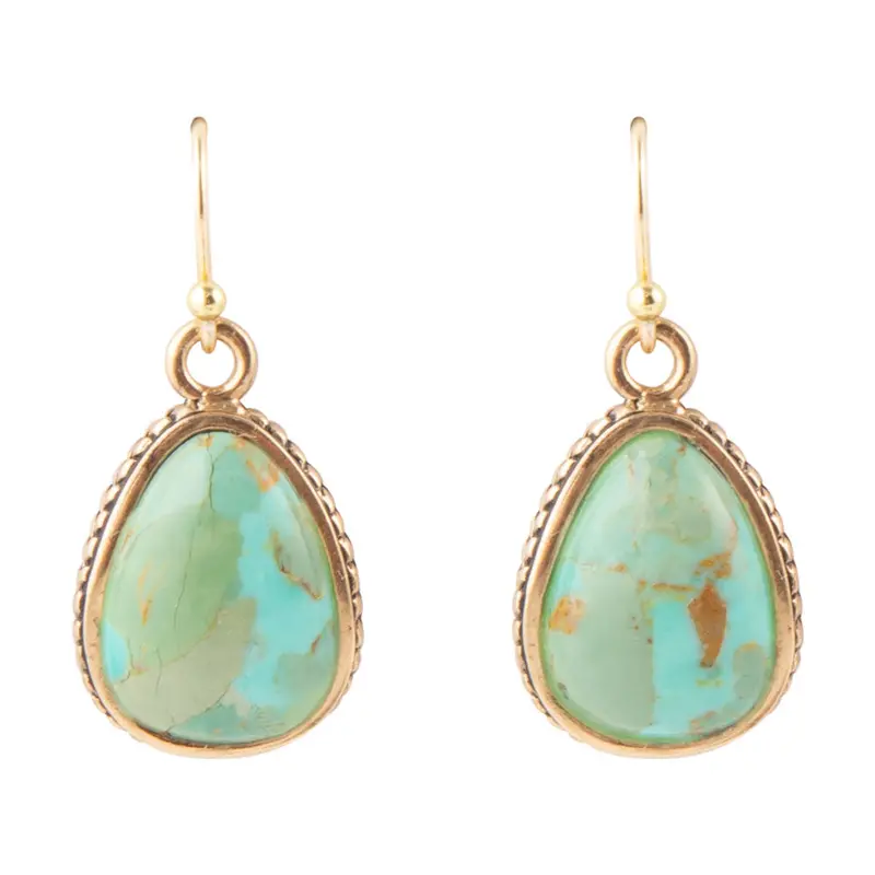 Teardrop-Shaped Turquoise Drop Earrings 1