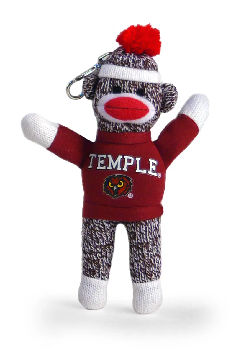 Temple Owls Sock Monkey Keychain – 4-Inch School Pride Key Fob 1
