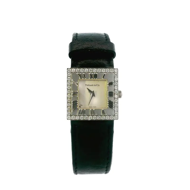 Tiffany & Co. Atlas Square Chronograph Watch In 18K White Gold 1