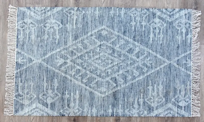 Timbergirl Kilim Kite Motif Grey Wool Rug 1