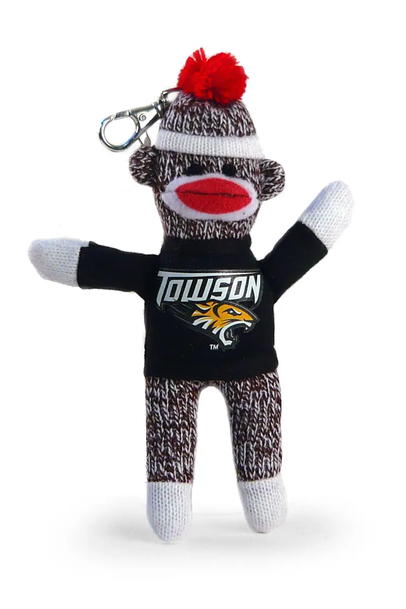Towson University Sock Monkey Keychain – 4-Inch Tiger-Themed Key Accessory 1
