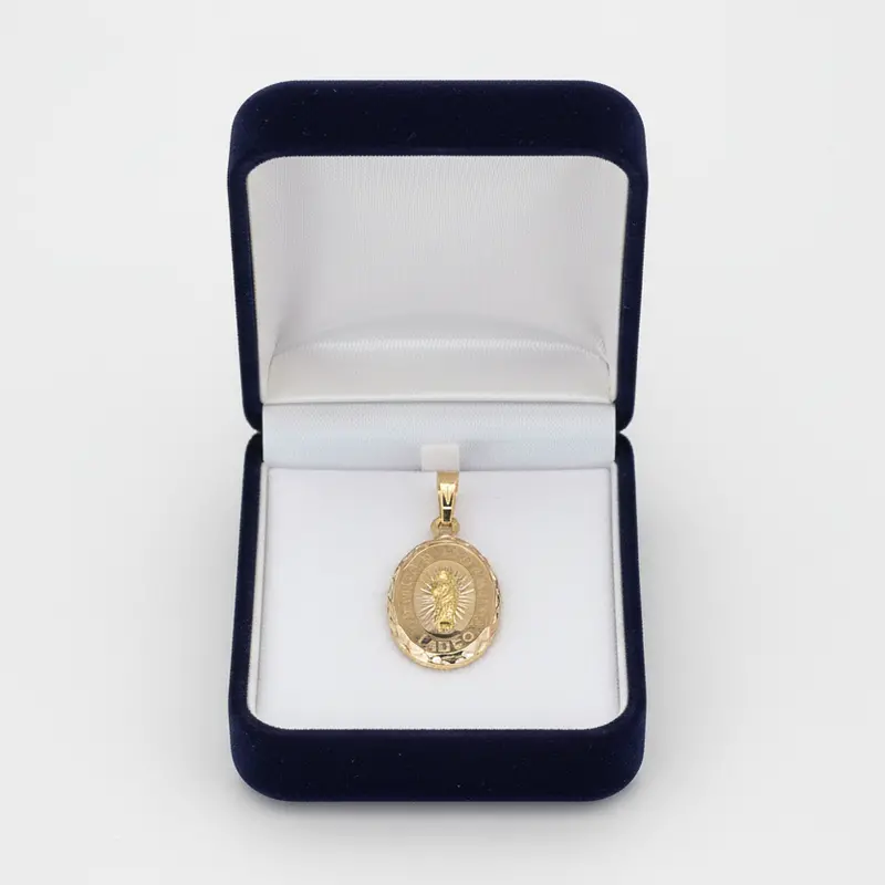 Tri-Color Religious Oval Pendant In 14K Gold 1