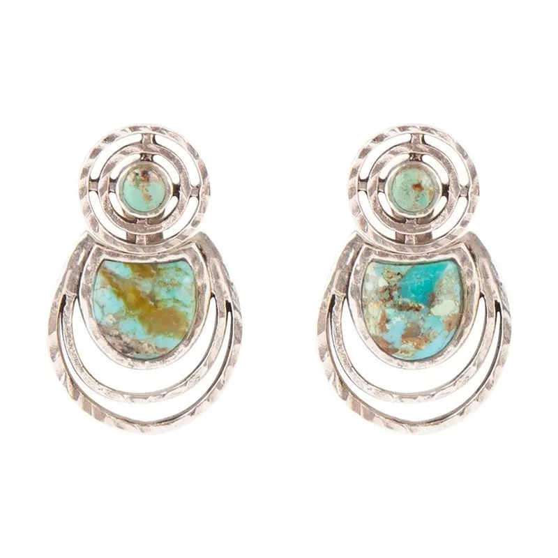 Turquoise And Sterling Silver Hypnotic Earrings 1