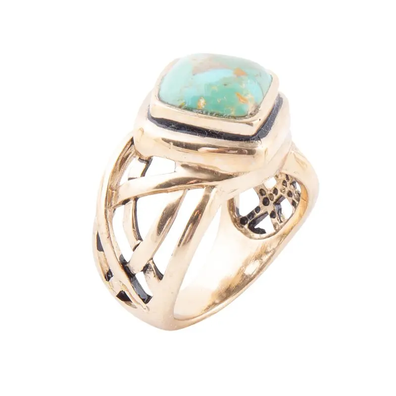 Turquoise & Bronze Cutout Band Ring 1
