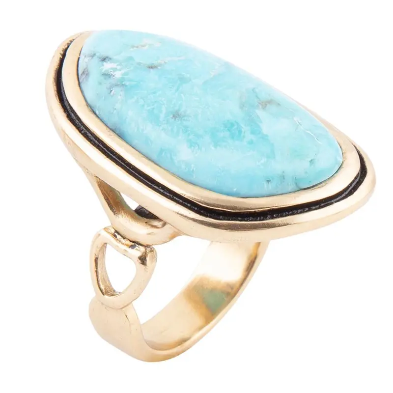 Turquoise Solitaire Gold Statement Ring 1