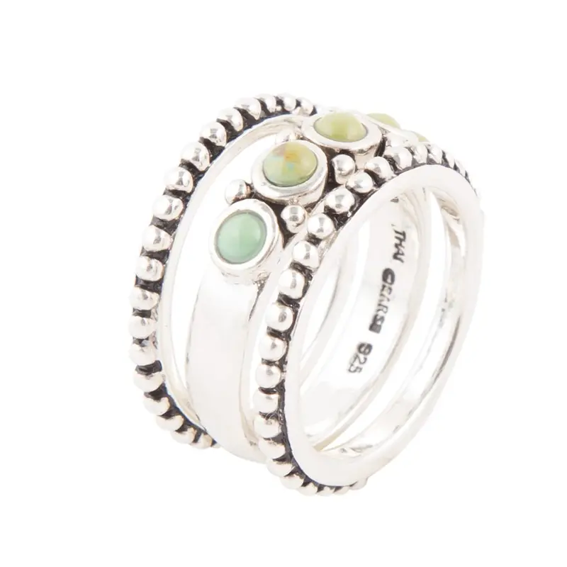 Turquoise Triple Stack Silver Ring 1