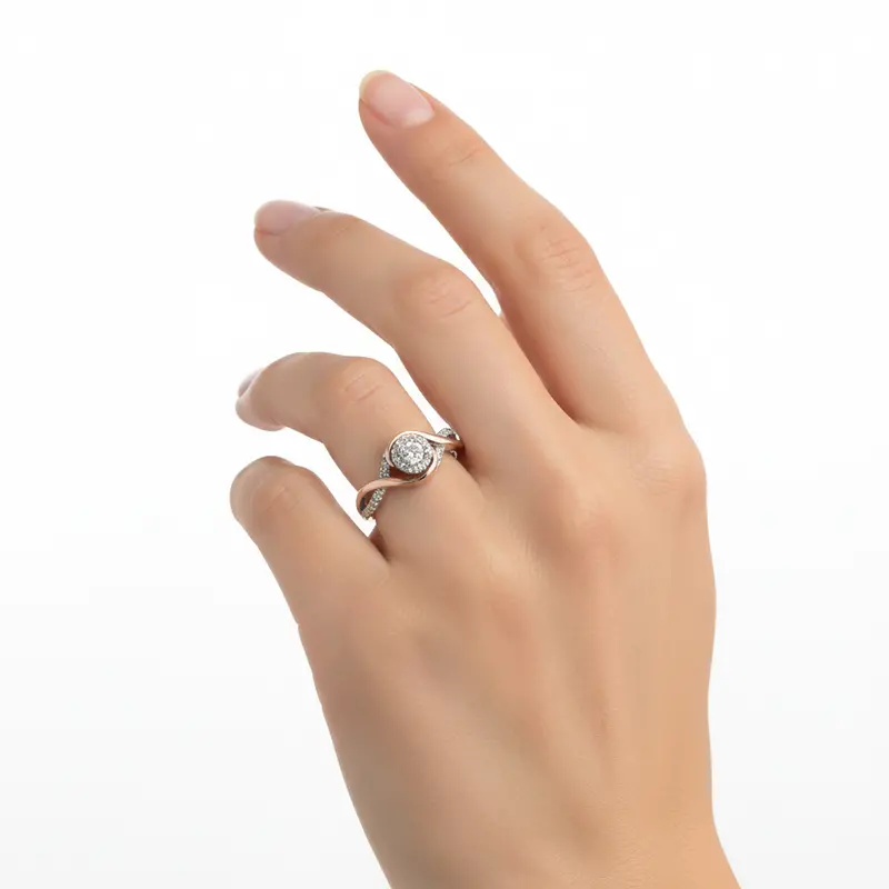 Two-Tone Diamond Ring For Women – 10K White & Rose Gold, 0.22 Ct 1