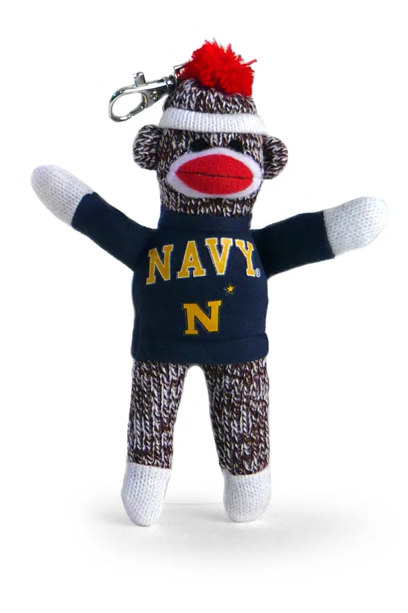 U.S. Naval Academy Midshipmen Sock Monkey Keychain – 4" Military Institution Keepsake 1