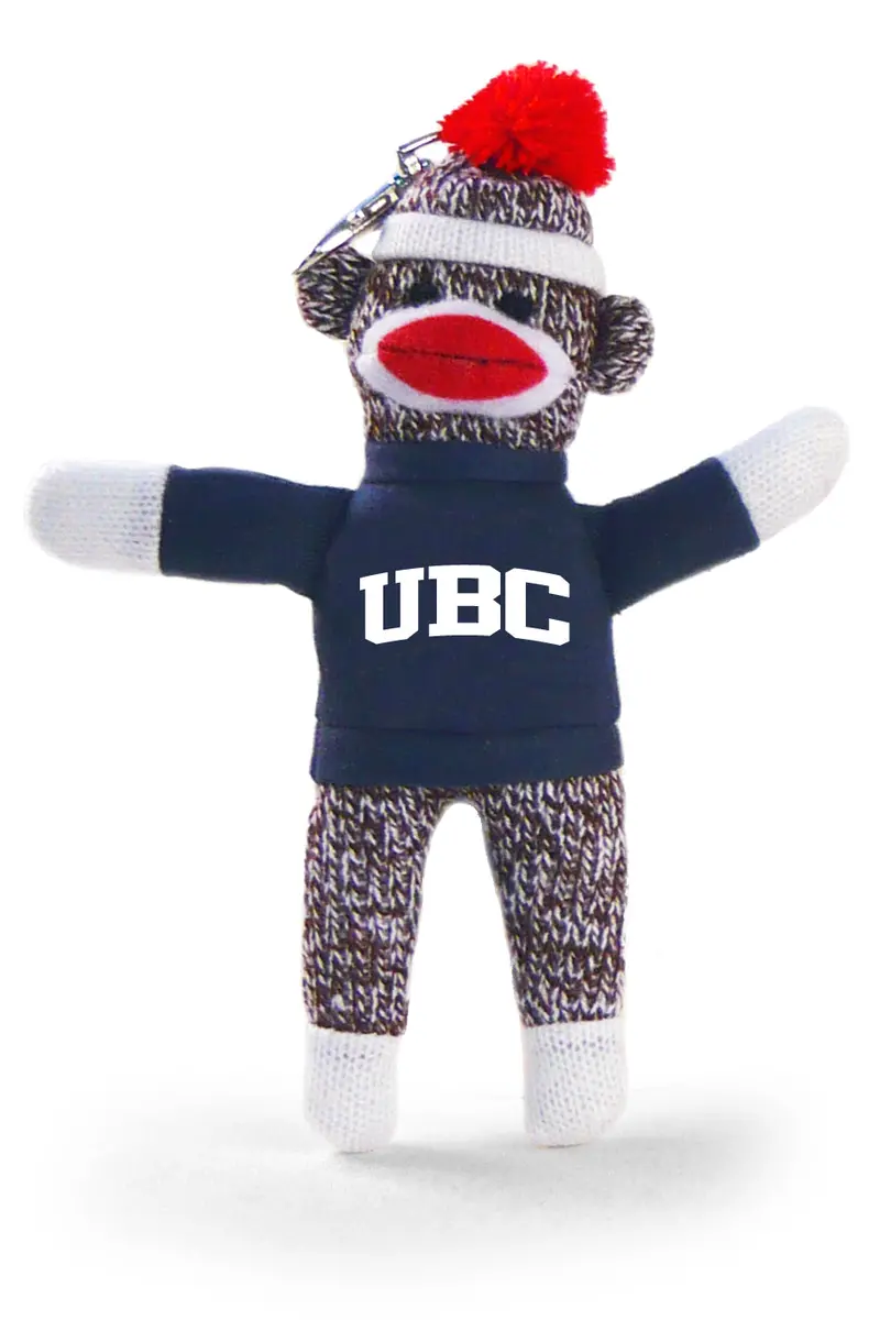 University Of British Columbia Sock Monkey Keychain – 4" Canadian University Keepsake 1