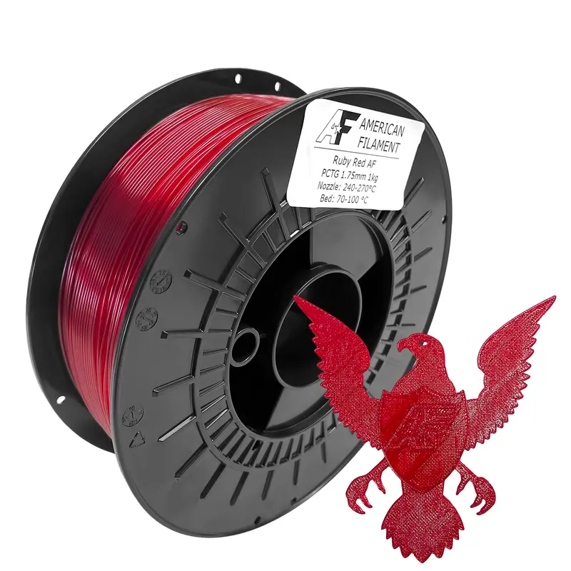 Usa-Made Transparent Ruby Red 1.75Mm Pctg 3D Printing Filament 1