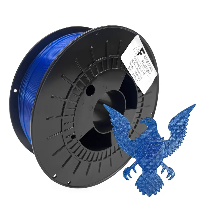 Usa-Made Transparent Sapphire Blue 1.75Mm Pctg 3D Printing Filament 1