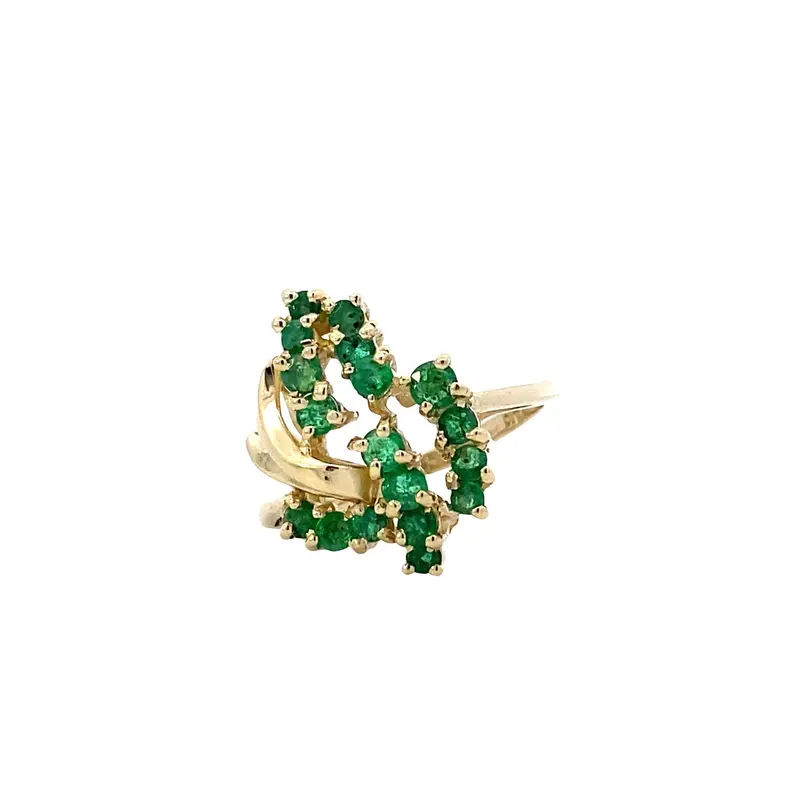 Vintage-Inspired 14K Yellow Gold Emerald Ring – Genuine Green Gemstone Centerpiece 1