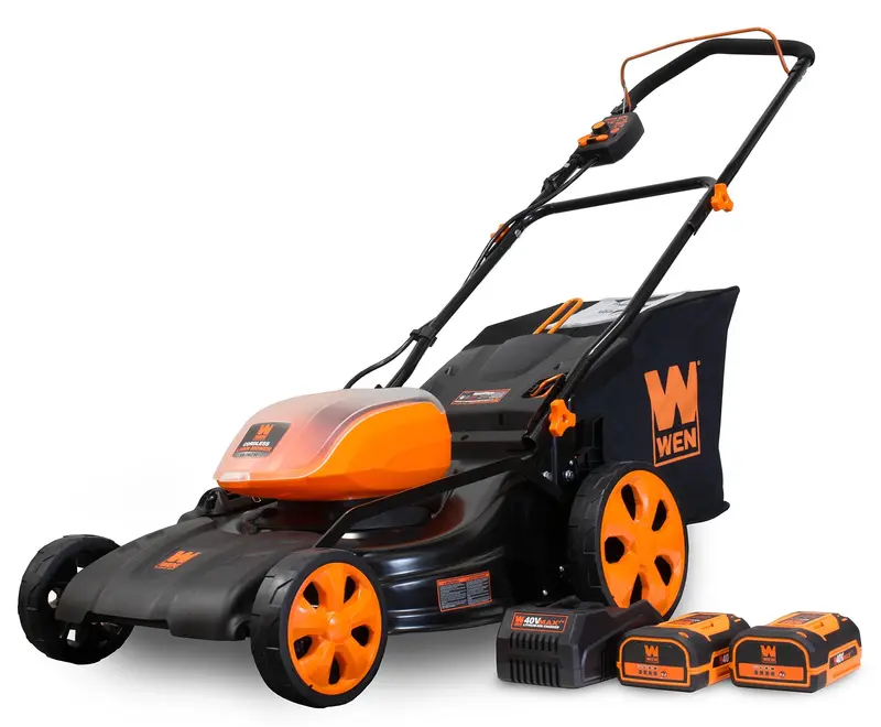 Wen 40439 19-Inch 40V Max Cordless 3-In-1 Lawn Mower – Includes Two Batteries & Charger 1