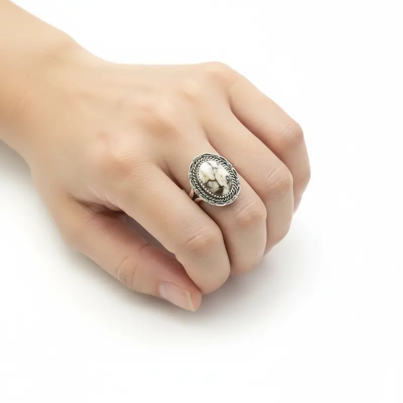 White Buffalo Turquoise Sterling Silver Ring For Women 1