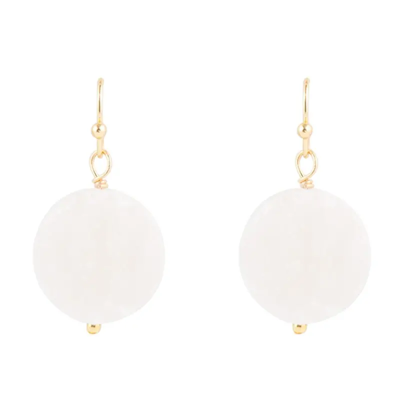 White Druzy Crystal Drop Earrings For Everyday Elegance 1