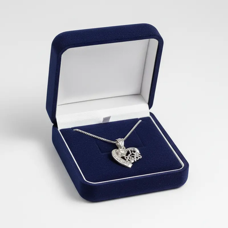 White Gold Heart And Rose Pendant Celebrating '15 Años' – Custom Keepsake 1