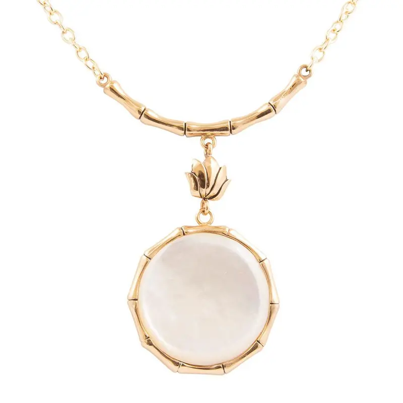 White Mother-Of-Pearl And Gold Pendant Necklace 1