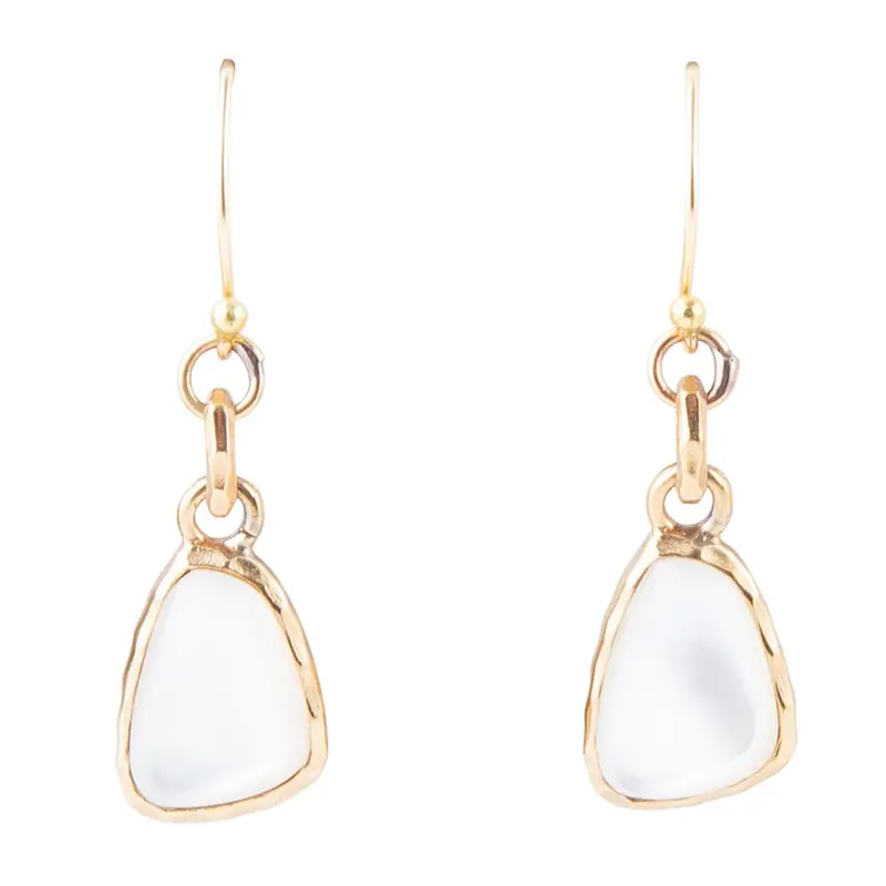 White Mother-Of-Pearl Drop Earrings – Gold-Finished Hardware 1