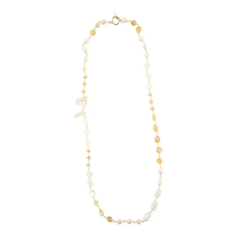 White Pearl And Crystal Strand Necklace 1
