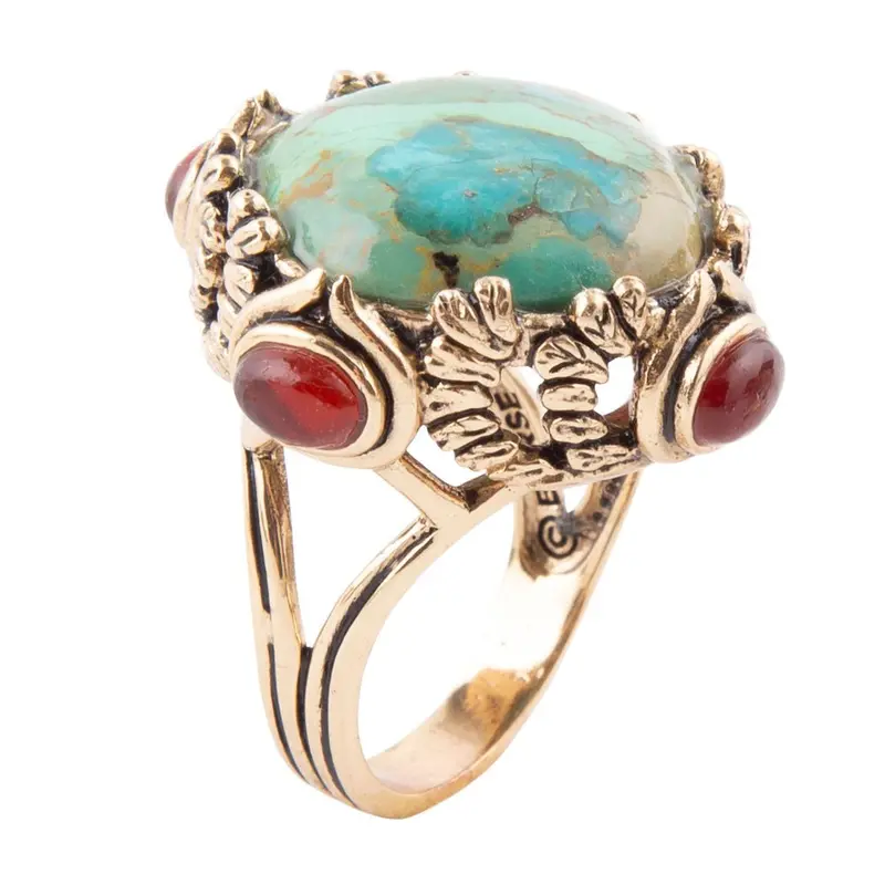Wilder Collection Blue Turquoise Statement Ring In Gold 1
