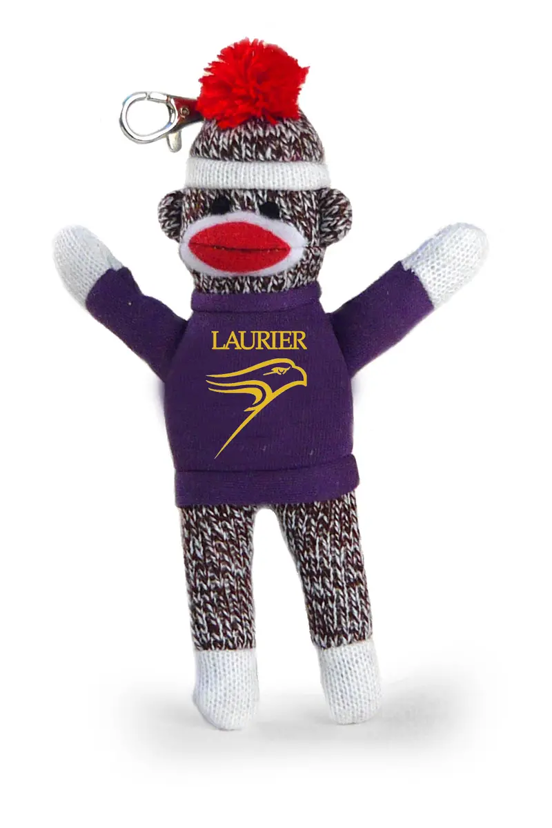 Wilfrid Laurier University Sock Monkey Keychain – 4" Canadian Academic Keepsake 1