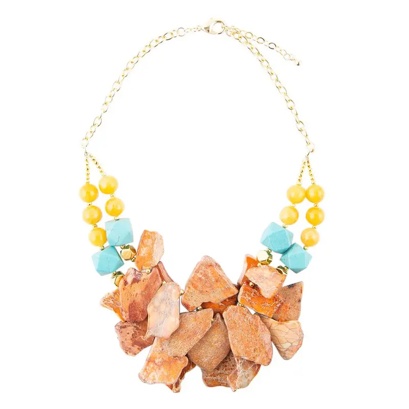 Windswept Double-Strand Slab Stone Necklace 1
