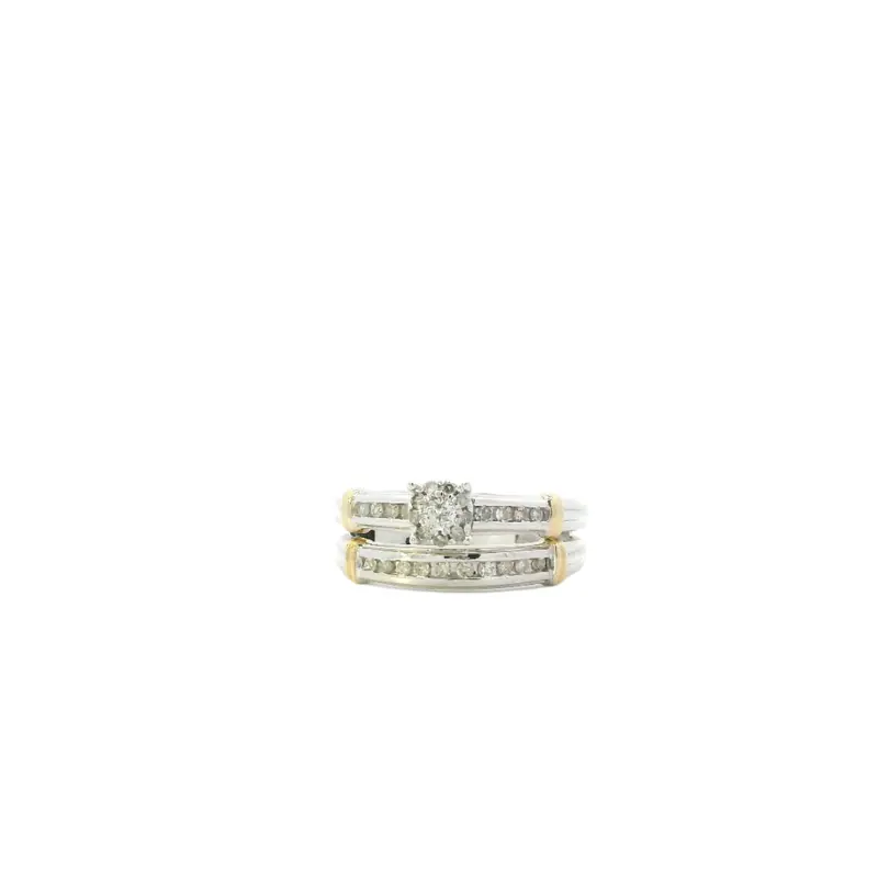 Women'S 10K White Gold Diamond Engagement And Wedding Ring Set – 0.25 Carat Total Weight 1