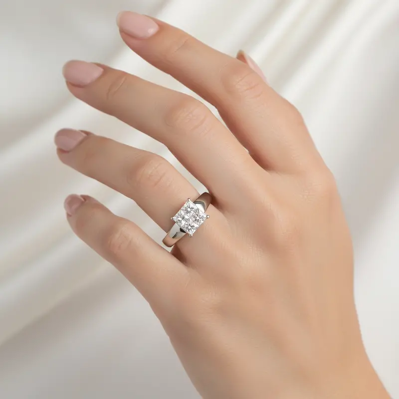 Women'S 18K White Gold Diamond Ring – 0.60 Carat Total Weight 1