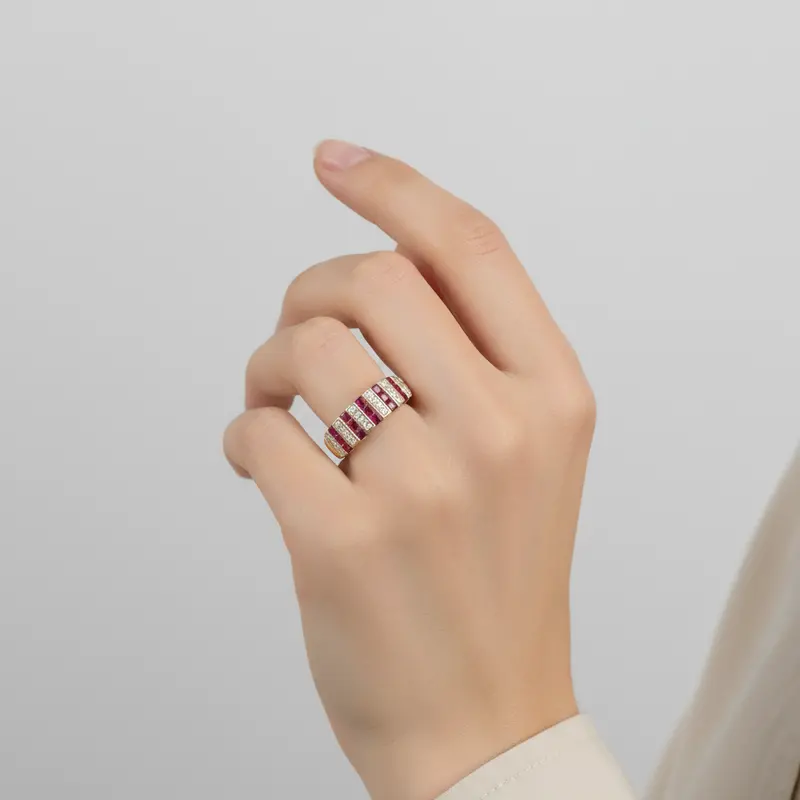 Women'S Ruby Ring Set In 14K Yellow Gold 1