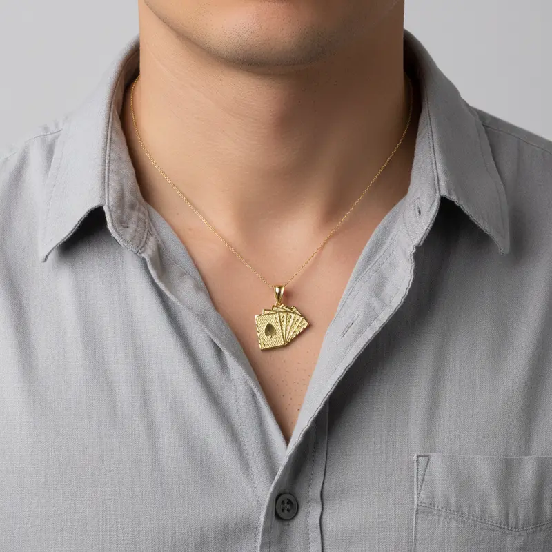 Yellow Gold Card Deck Pendant In 10K Solid Gold 1