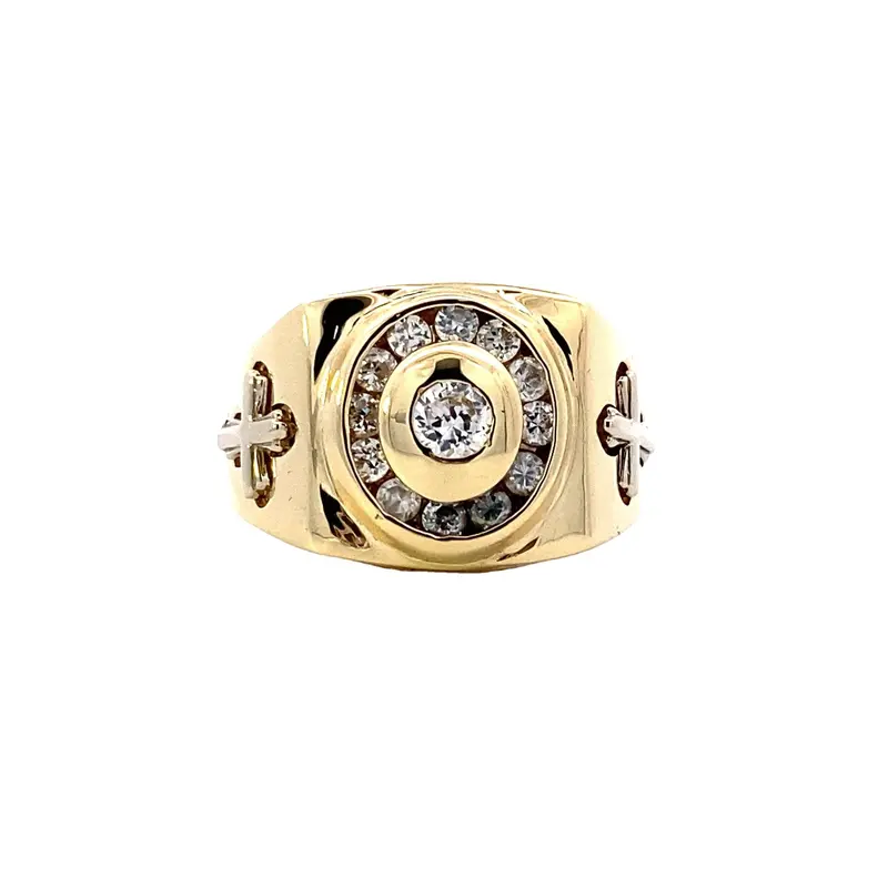 Yellow Gold Cubic Zirconia Cross Ring – Faith-Inspired Style 1