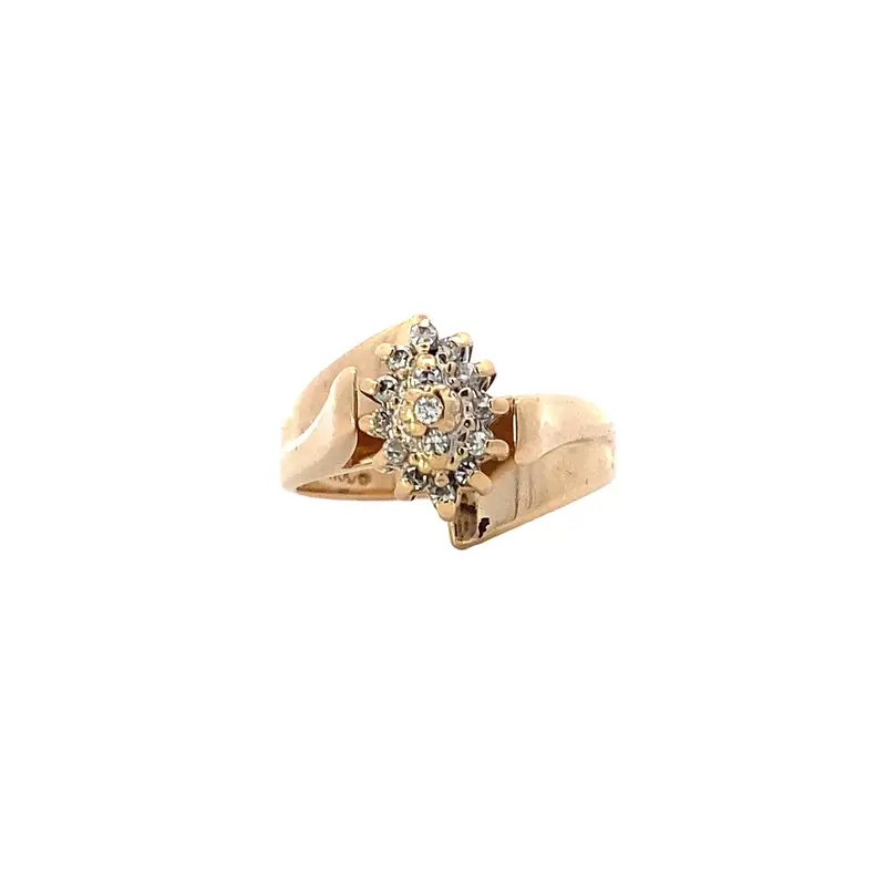 Yellow Gold Diamond Accent Cluster Ring – 0.08 Carat Total Weight 1