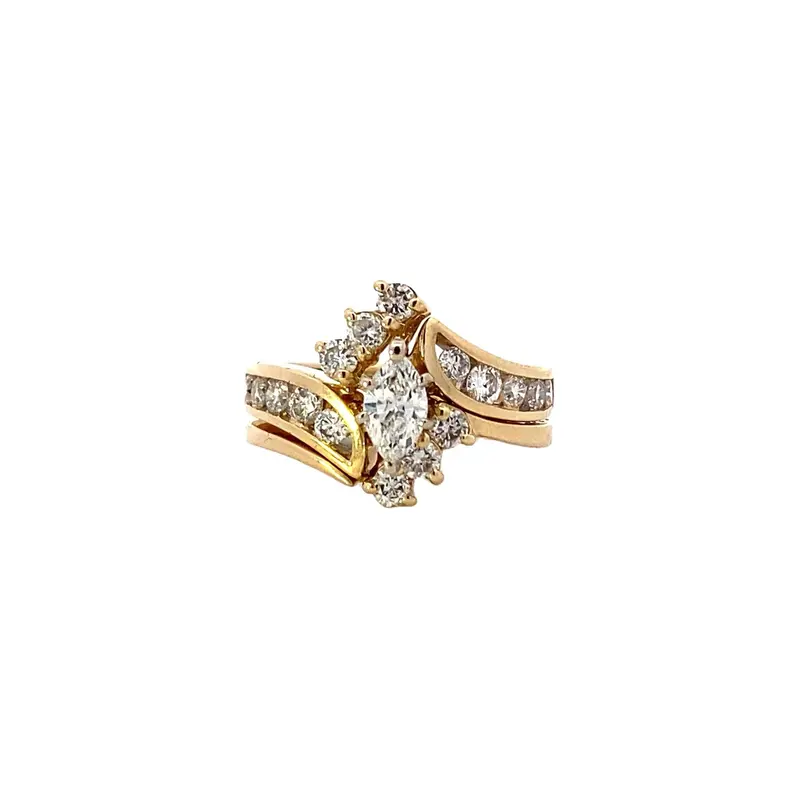 Yellow Gold Diamond Engagement And Wedding Ring Set – 1.24 Carats Combined 1