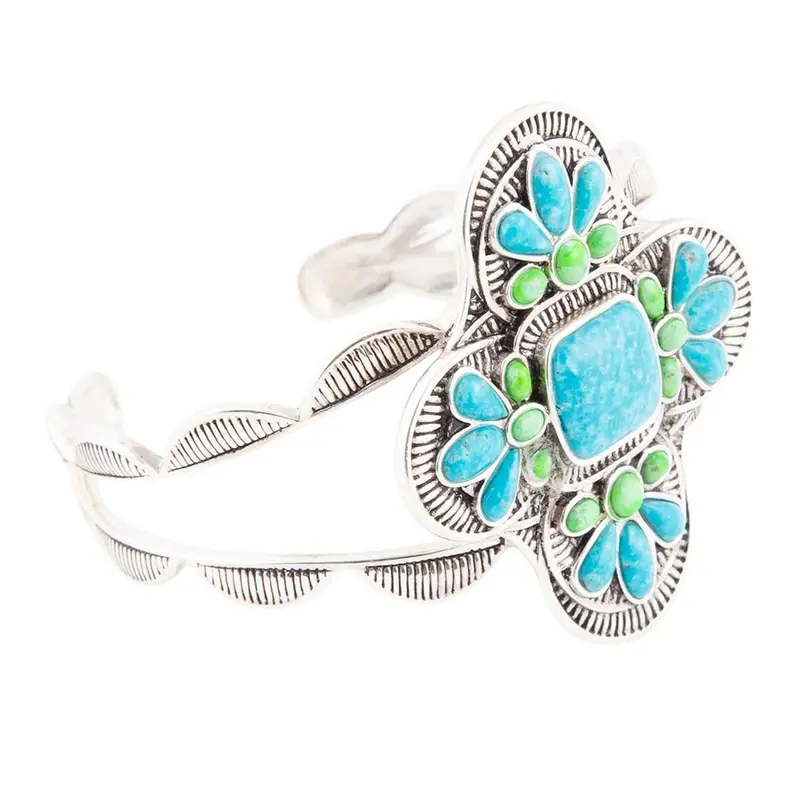 Zion-Inspired Blue Turquoise Cuff Bracelet In Sterling Silver 1