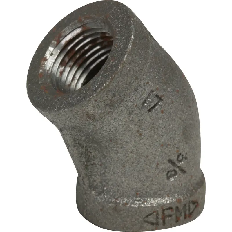 Anvil Malleable Iron Elbow – 1/2" Npt, 45° Black Fitting For Plumbing Systems 1