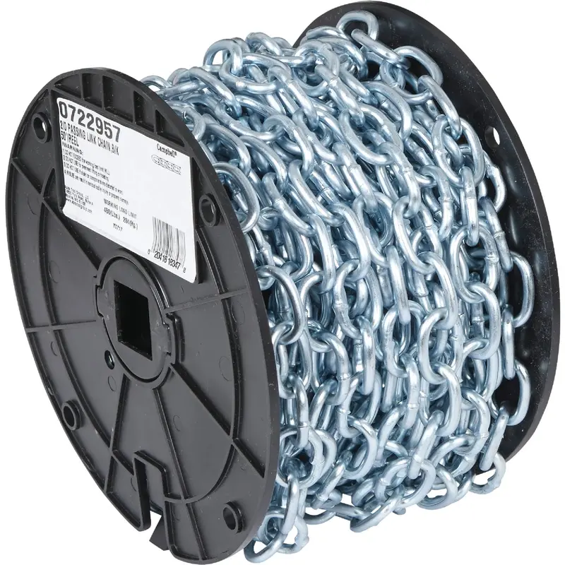 Campbell #2/0 Coil Chain – 50 Ft Zinc-Plated Low-Carbon Steel, Ideal For Towing & General Use 1