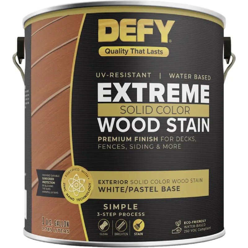 Defy Extreme Solid Color Wood Stain – White/Pastel, 1-Gallon Container 1
