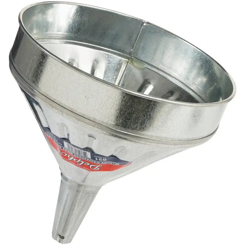 Delphos Heavy-Duty Galvanized Steel Funnel – 6-Quart With Center Spout 1