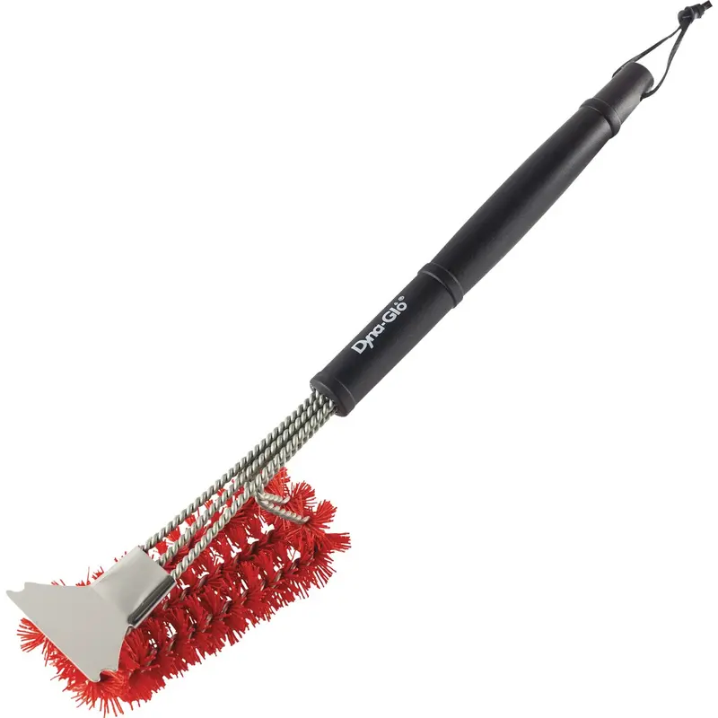 Dyna-Glo Heavy-Duty Nylon Grill Brush With Integrated Scraper – 18-Inch Handle 1