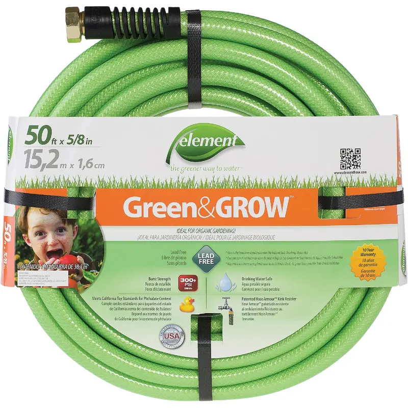 Element Green & Grow Drinking-Water-Safe Garden Hose – 5/8" X 50 Feet 1