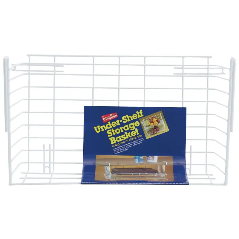 Grayline Vinyl-Coated Wire Under-Shelf Basket – 10-Inch W X 6.25-Inch H X 17-Inch L, White 1