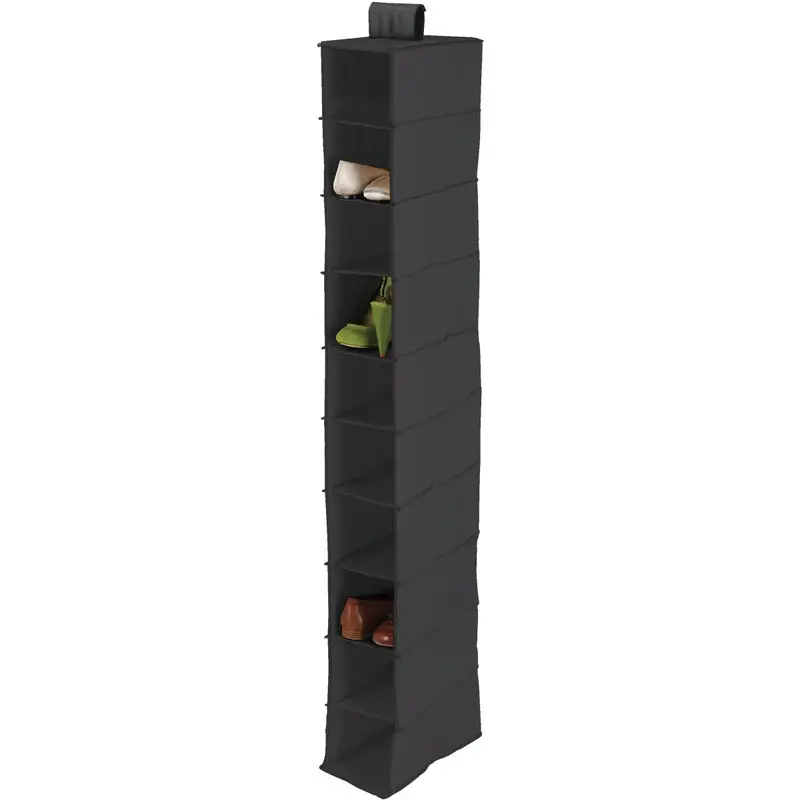Honey Can Do Hanging Closet Organizer – 12" X 54" Fabric Shelf System With Hooks 1