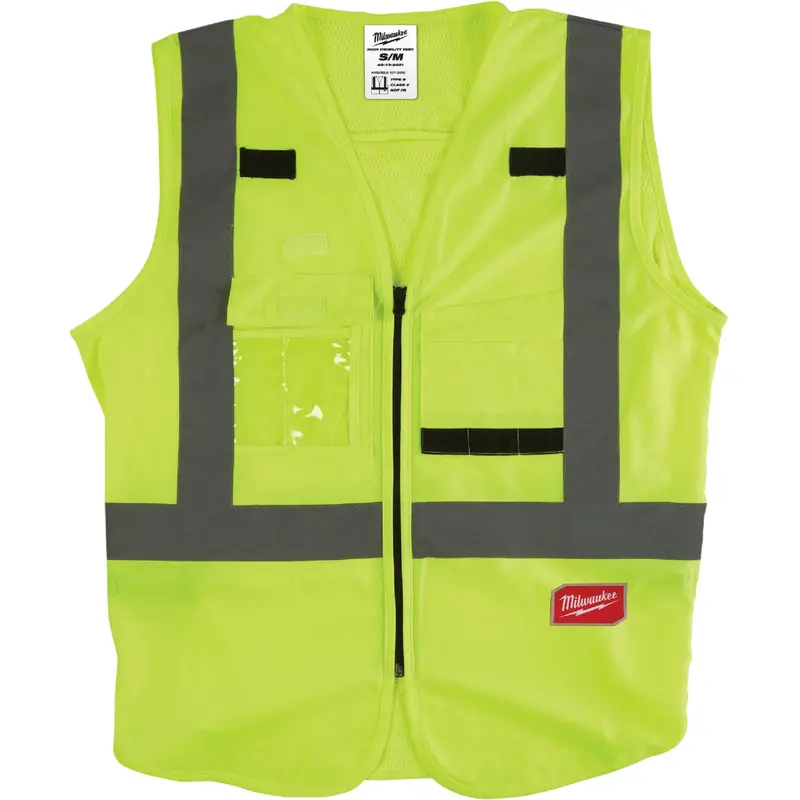 Milwaukee Hi-Vis Safety Vest – Ansi Class 2 Yellow Reflective Vest (Small/Medium) 1