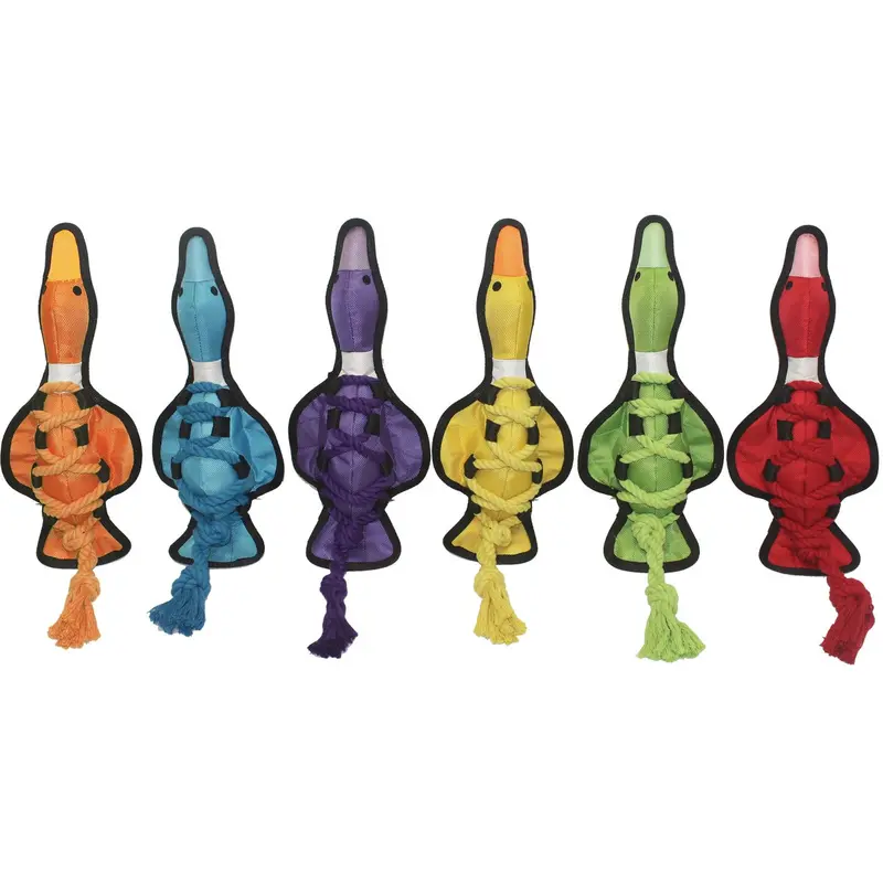 Multipet Duck Tough Dog Chew Toy – 11.5-Inch Cross-Rope Design 1